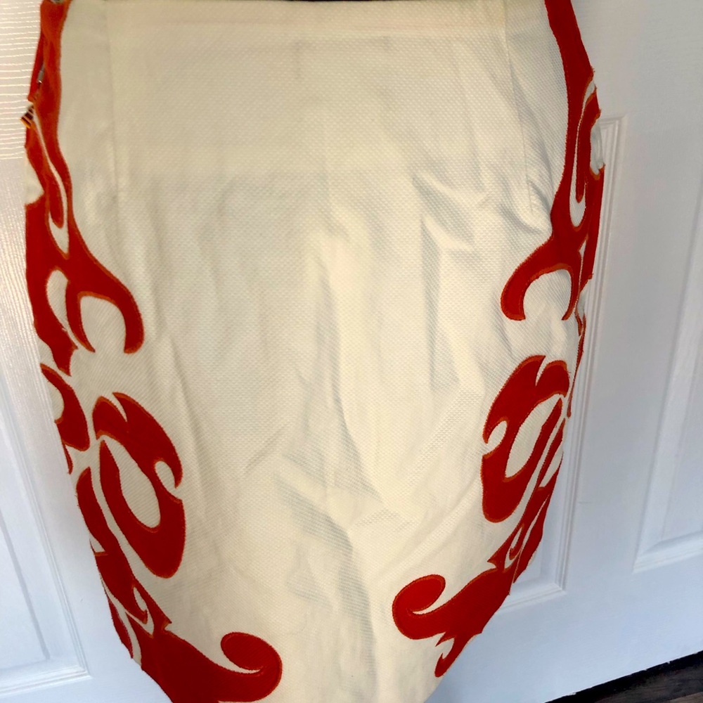 Anthropologie Vanessa Virginia Flame Kiss Cream and Orange Skirt 6